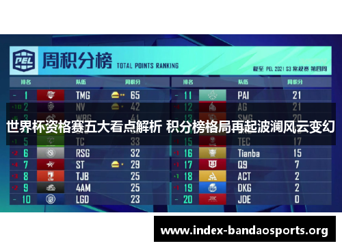 世界杯资格赛五大看点解析 积分榜格局再起波澜风云变幻